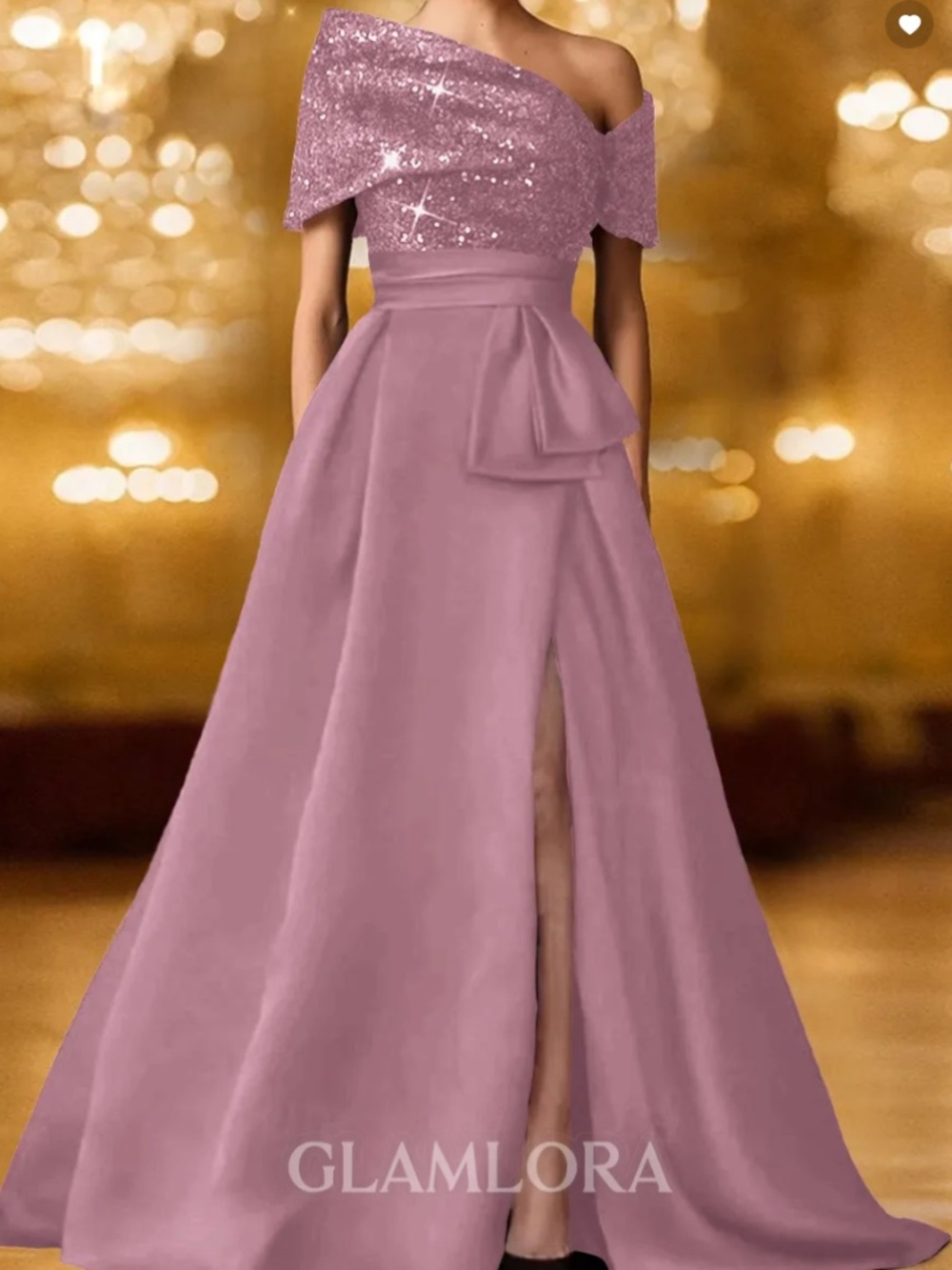 Size 14 Statuesque A-Line One-Shoulder Sequin Floor-Length Sequins Corset Dress
